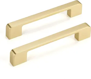 10 Pack 5 Inch Brushed Gold Cabinet Pulls Gold Cabinet Handles - Brass Dresser Drawer Pulls for Kitchen Cabinet Hardware Zinc Alloy Handles