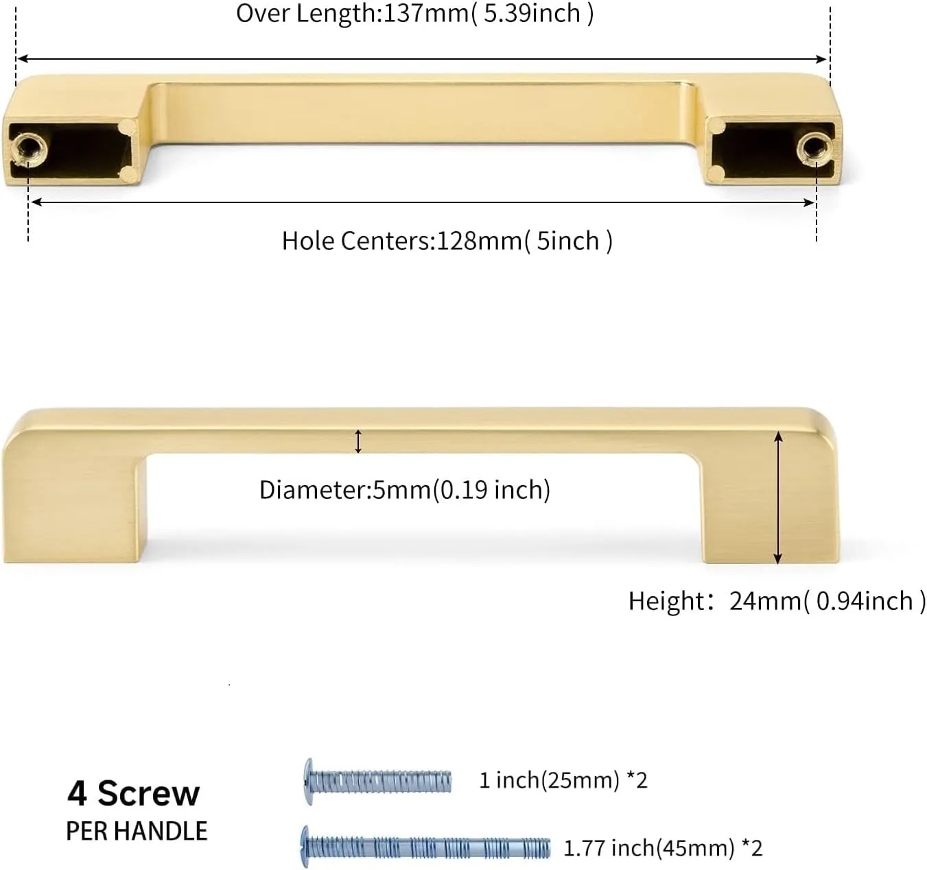 10 Pack 5 Inch Brushed Gold Cabinet Pulls Gold Cabinet Handles - Brass Dresser Drawer Pulls for Kitchen Cabinet Hardware Zinc Alloy Handles