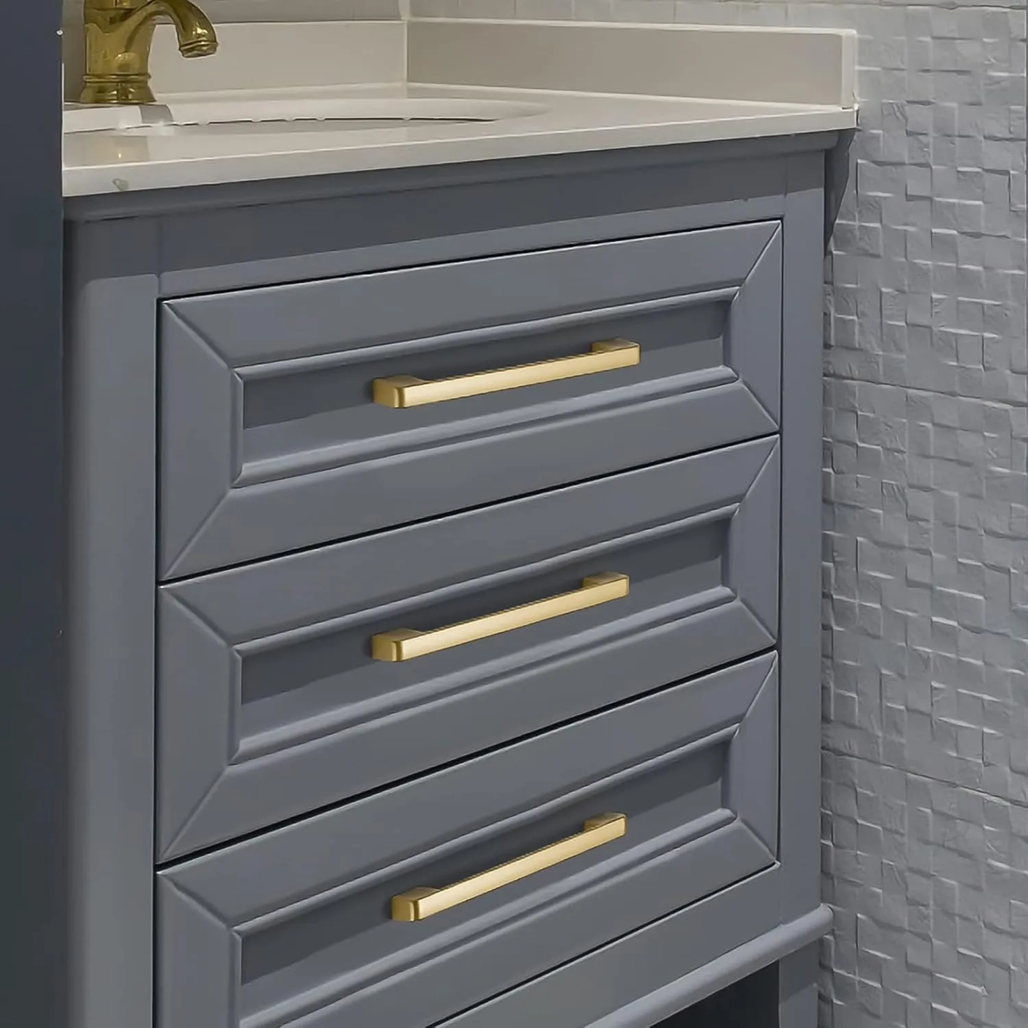 10 Pack 5 Inch Brushed Gold Cabinet Pulls Gold Cabinet Handles - Brass Dresser Drawer Pulls for Kitchen Cabinet Hardware Zinc Alloy Handles