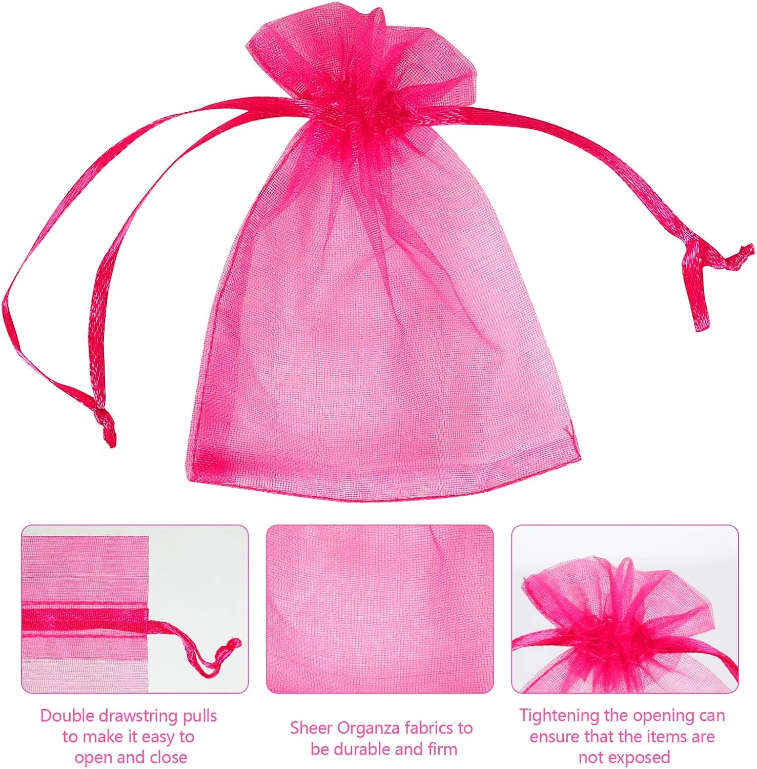 100/200PCS Organza Gift Candy Sheer Bags Mesh Jewelry Pouches Drawstring Bulk for Wedding Party Favors Christmas (5" X 7"(200PCS), Mixed Color)