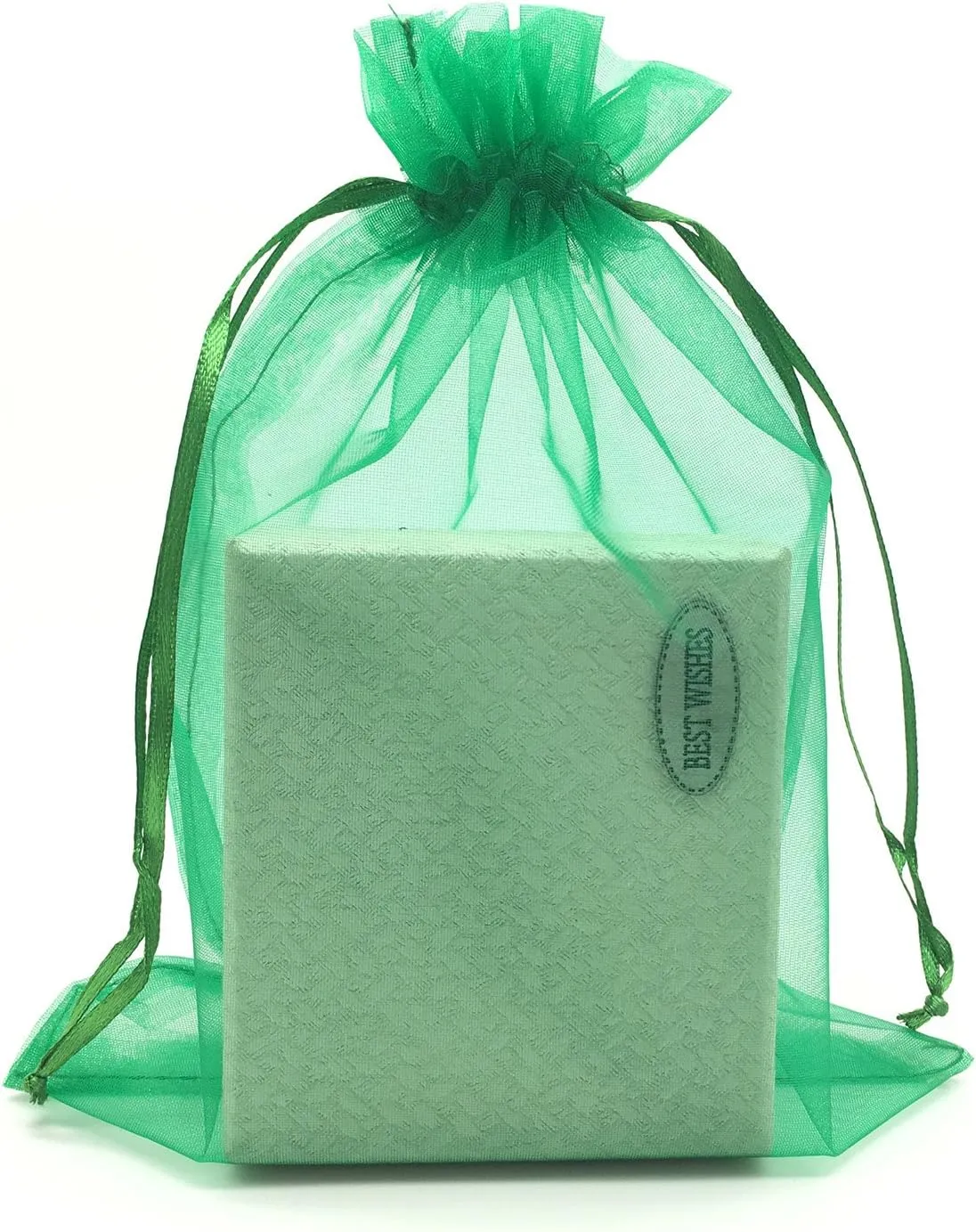 100pcs Organza Pouch Bag Drawstring 6"x9" 16x22cm Strong Gift Candy Bag Jewelry Party Wedding Favor (Dark Green)