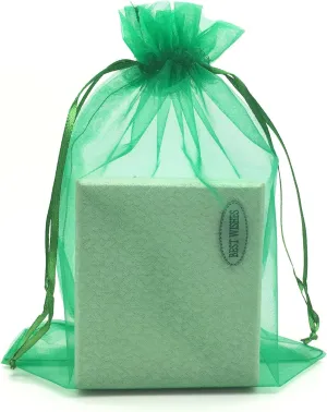 100pcs Organza Pouch Bag Drawstring 6"x9" 16x22cm Strong Gift Candy Bag Jewelry Party Wedding Favor (Dark Green)