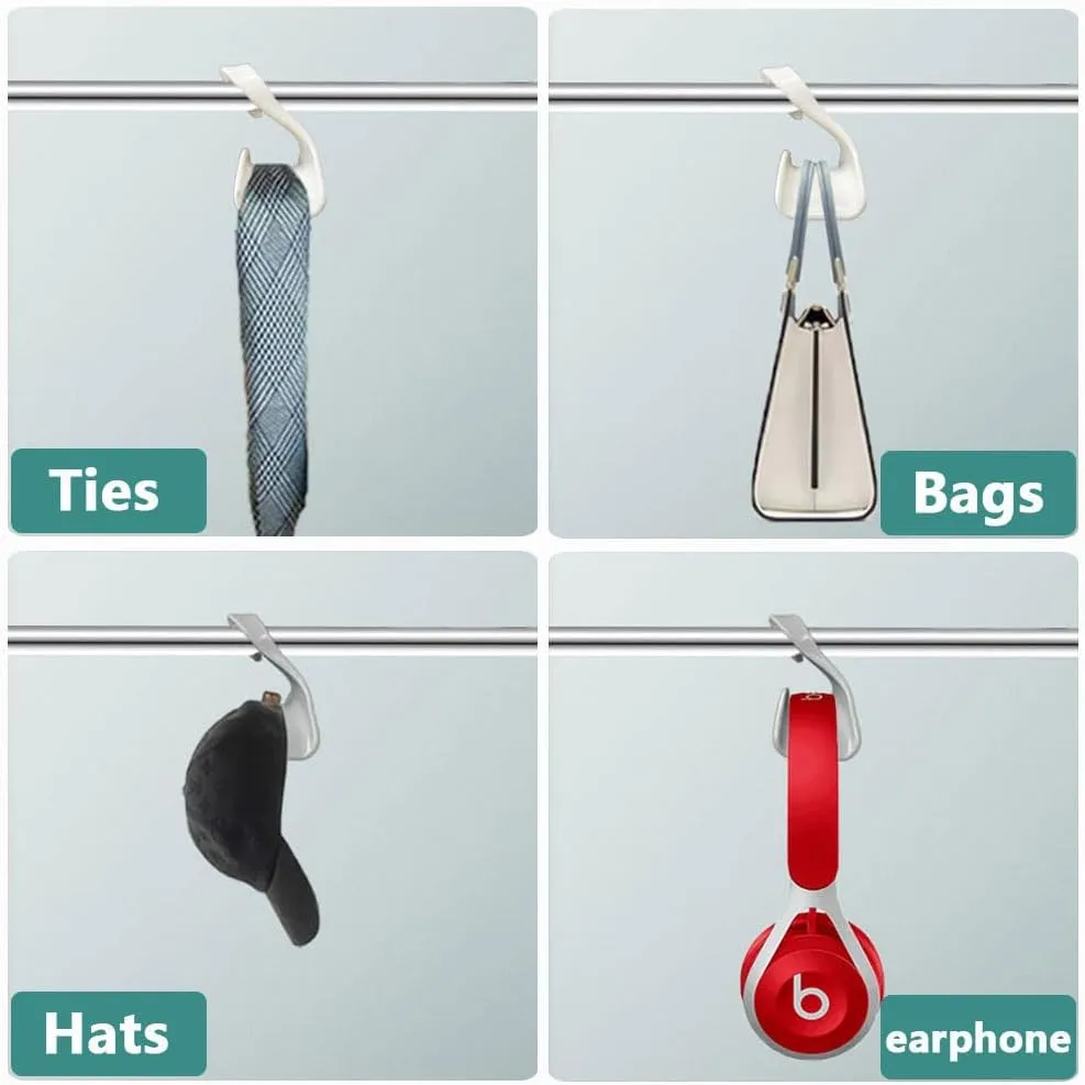 10PCS Widen Purse Hanger Hook for Closet, Thicken Backpack Hand Bag Hanger Organizers and Storage for Handbag Tote Cap Headphone Satchels-Clear Closet Organizing Acrylic White