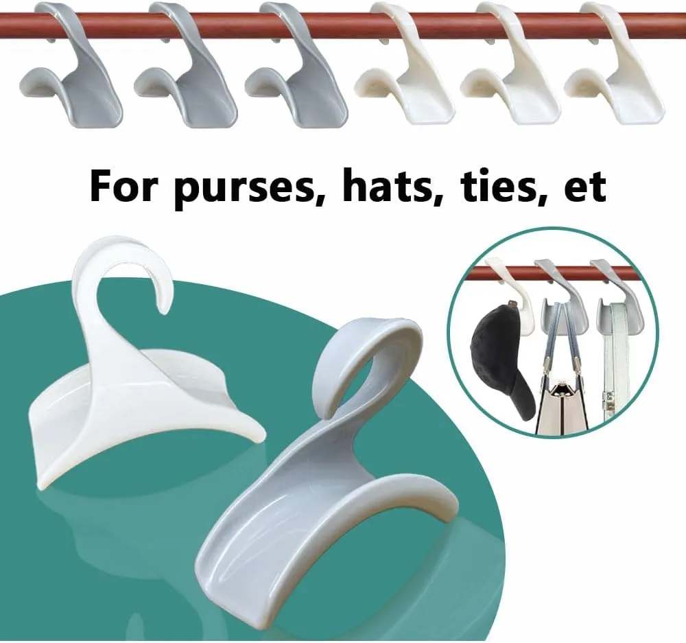 10PCS Widen Purse Hanger Hook for Closet, Thicken Backpack Hand Bag Hanger Organizers and Storage for Handbag Tote Cap Headphone Satchels-Clear Closet Organizing Acrylic White