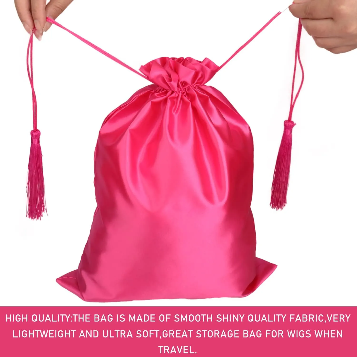 12 Pcs Silk Satin Wig Bags Hair Storage Bag With Drawstring Tassel for Packaging Wigs-Bundles-Hair Extensions and Hair Tools Multipurpose Large Bags
