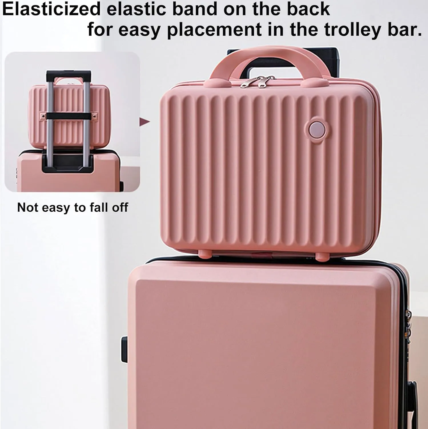 13 Inch Makeup Train Cosmetic Case Hard Shell ABS Portable Mini Suitcase for Hand Luggage w Elastic Straps Organizer Makeup Toiletry, Gift for Her Women