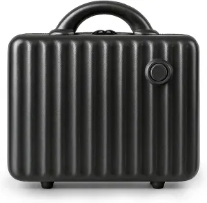 13 Inch Makeup Train Cosmetic Case Hard Shell ABS Portable Mini Suitcase for Hand Luggage w Elastic Straps Organizer Makeup Toiletry, Gift for Her Women
