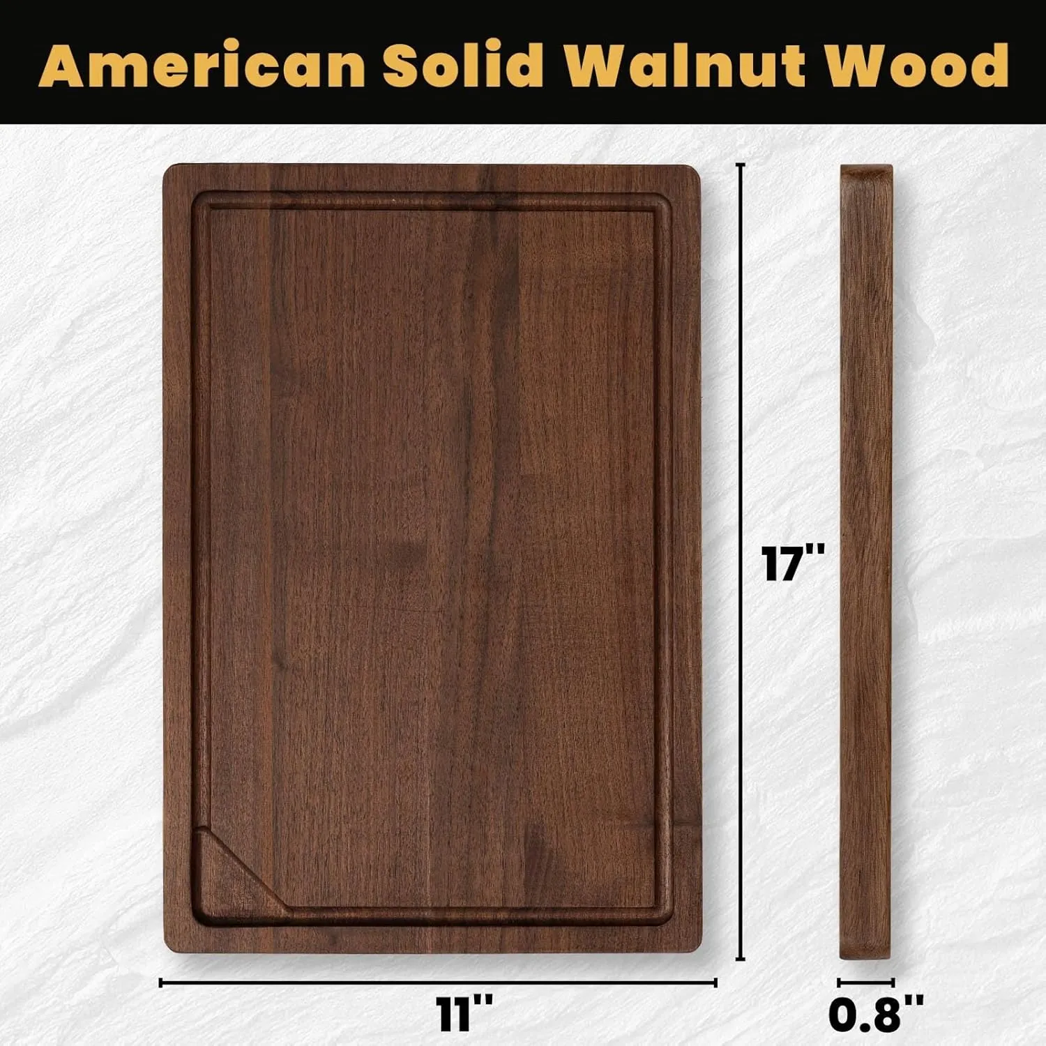 17x11 Walnut Cutting Board, Wooden Cutting Boards for Kitchen, Large Butcher Block Cutting Board, Wood Cutting Boards for Kitchen with Juice Groove, Gift for Valentine's Day, Wedding(Gift Box)