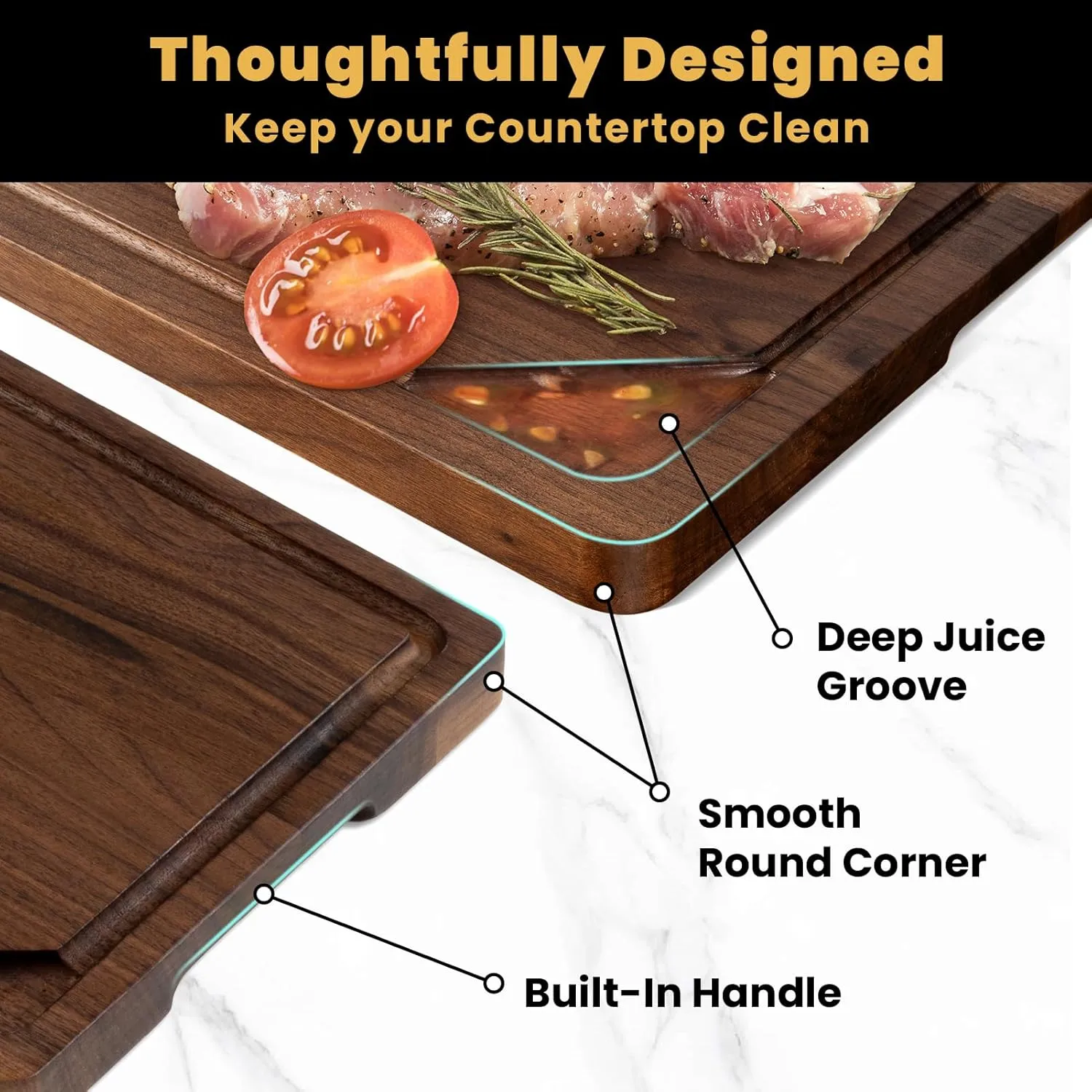 17x11 Walnut Cutting Board, Wooden Cutting Boards for Kitchen, Large Butcher Block Cutting Board, Wood Cutting Boards for Kitchen with Juice Groove, Gift for Valentine's Day, Wedding(Gift Box)