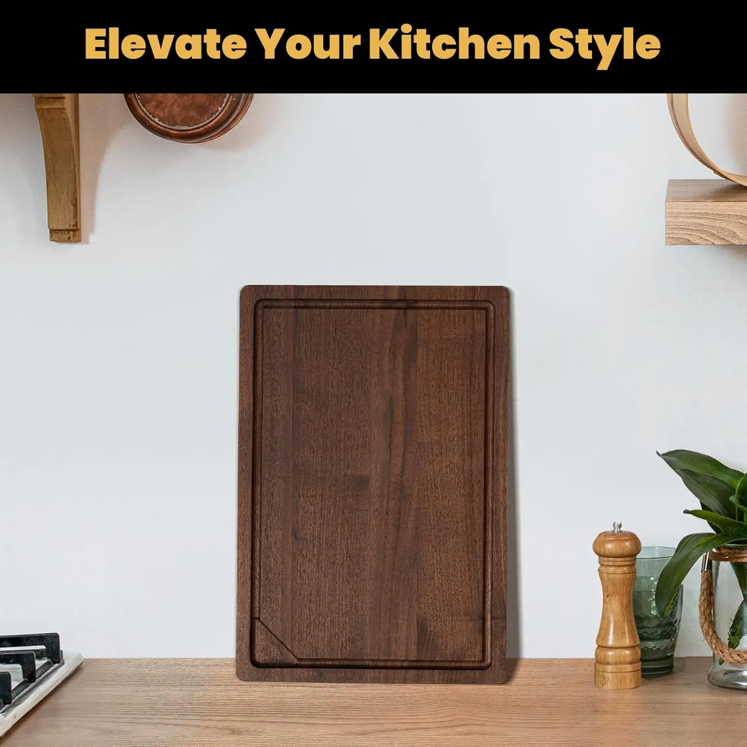 17x11 Walnut Cutting Board, Wooden Cutting Boards for Kitchen, Large Butcher Block Cutting Board, Wood Cutting Boards for Kitchen with Juice Groove, Gift for Valentine's Day, Wedding(Gift Box)