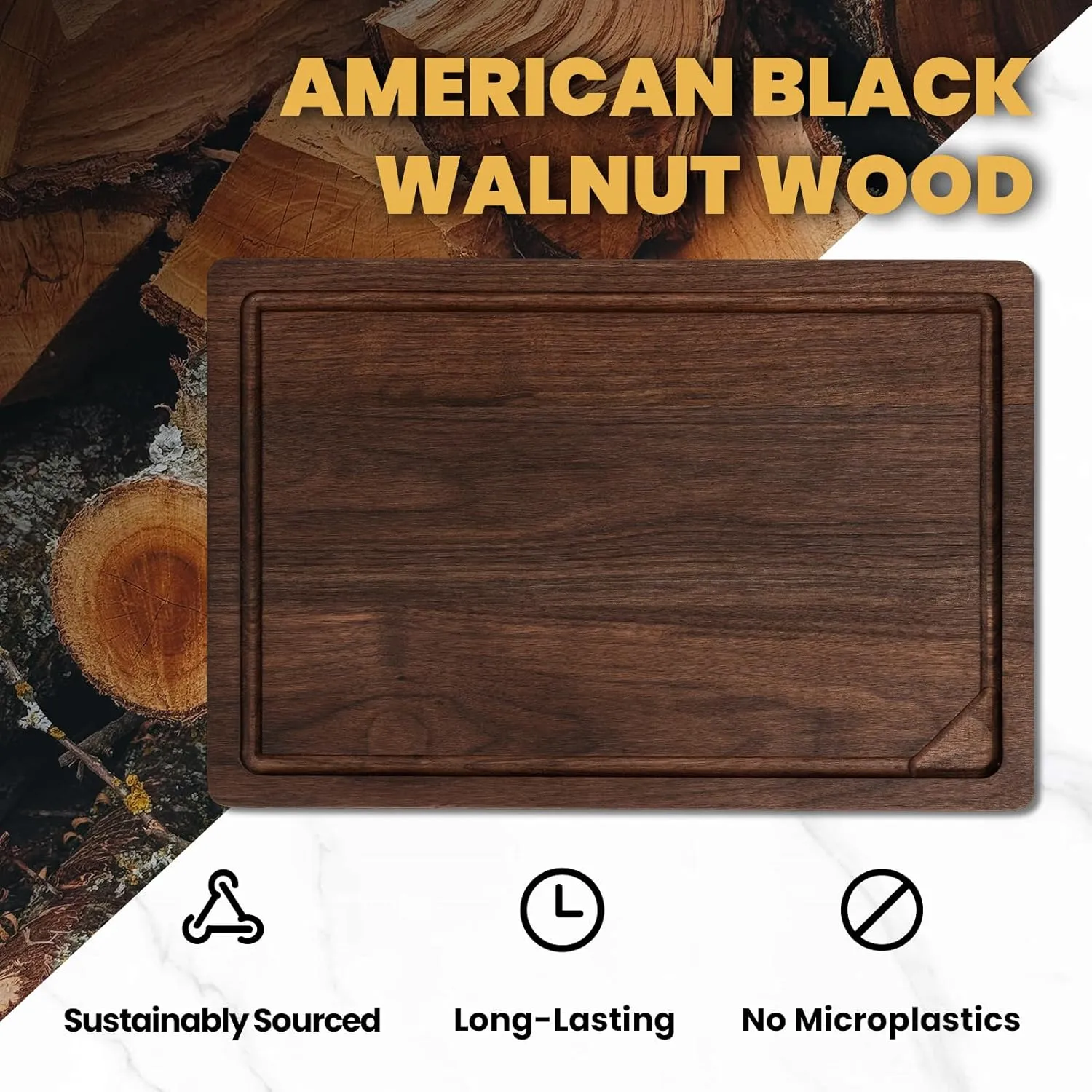 17x11 Walnut Cutting Board, Wooden Cutting Boards for Kitchen, Large Butcher Block Cutting Board, Wood Cutting Boards for Kitchen with Juice Groove, Gift for Valentine's Day, Wedding(Gift Box)