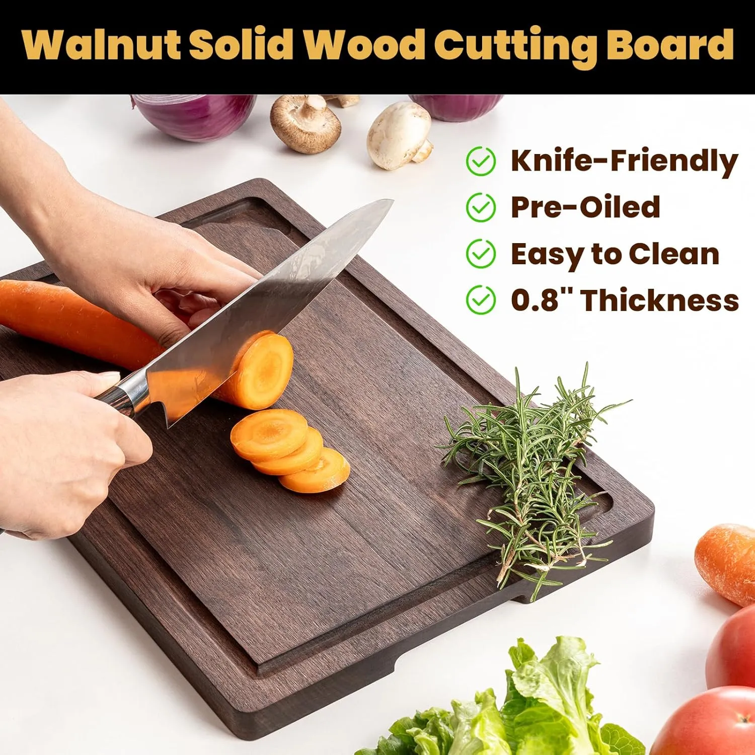 17x11 Walnut Cutting Board, Wooden Cutting Boards for Kitchen, Large Butcher Block Cutting Board, Wood Cutting Boards for Kitchen with Juice Groove, Gift for Valentine's Day, Wedding(Gift Box)