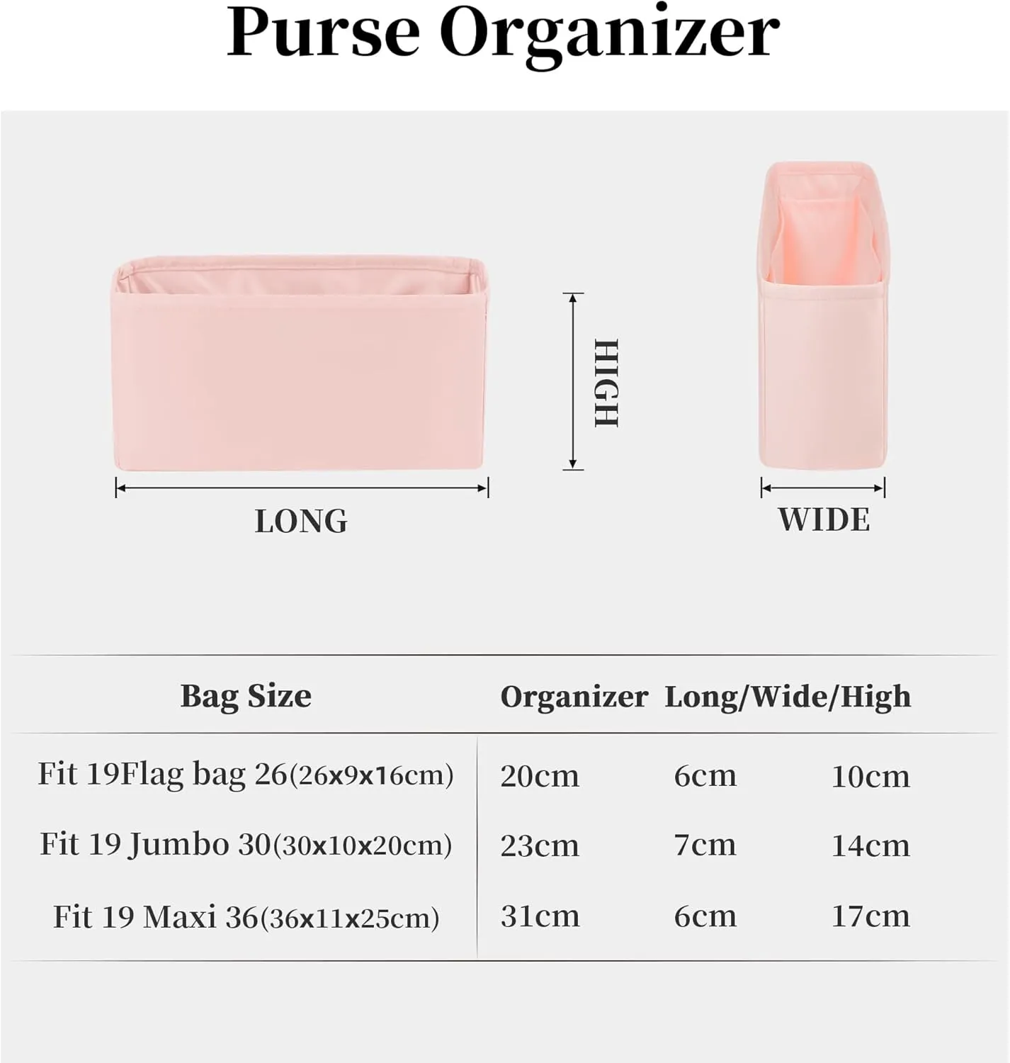 19 Bag Organizer Insert, Purse Organizer with Silky Satin Compatible with Chanel 19 Bag Maxi, Lightweight Inner Bag for Luxury Bags (Terre cuite, Maxi36)