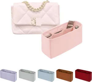 19 Bag Organizer Insert, Purse Organizer with Silky Satin Compatible with Chanel 19 Bag Maxi, Lightweight Inner Bag for Luxury Bags (Terre cuite, Maxi36)