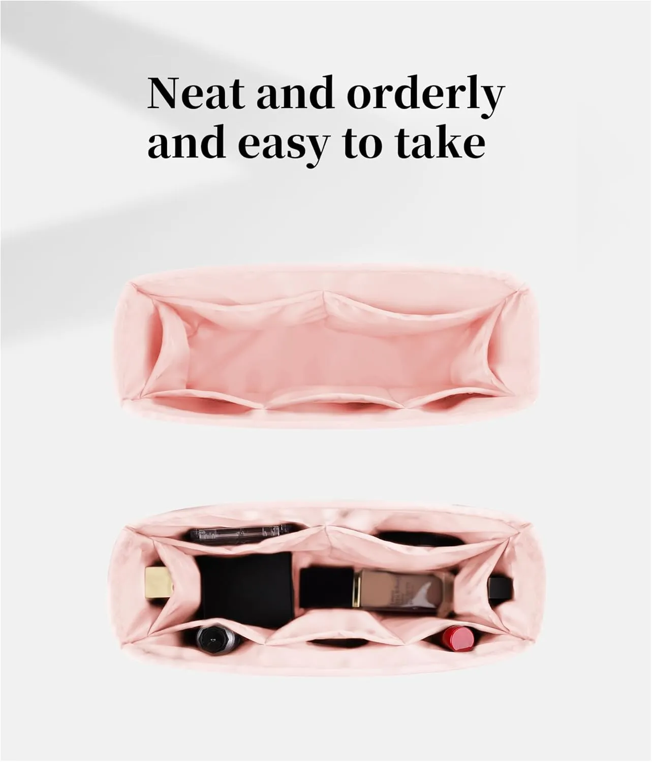 19 Bag Organizer Insert, Purse Organizer with Silky Satin Compatible with Chanel 19 Bag Maxi, Lightweight Inner Bag for Luxury Bags (Terre cuite, Maxi36)