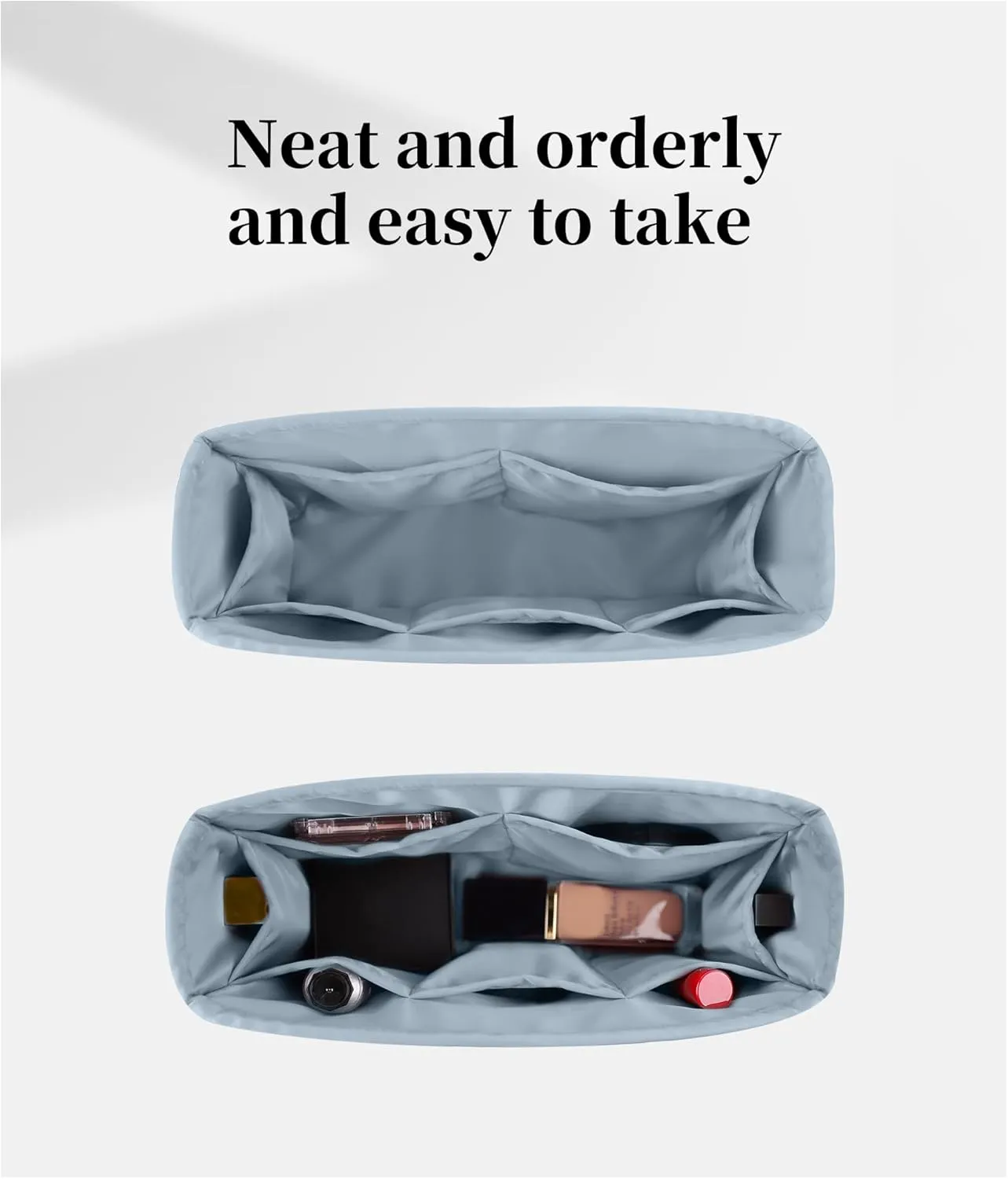 19 Bag Organizer Insert, Purse Organizer with Silky Satin Compatible with Chanel 19 Flap26 Bag, Lightweight Inner Bag for Luxury Bags (Blue brume, Flap26)