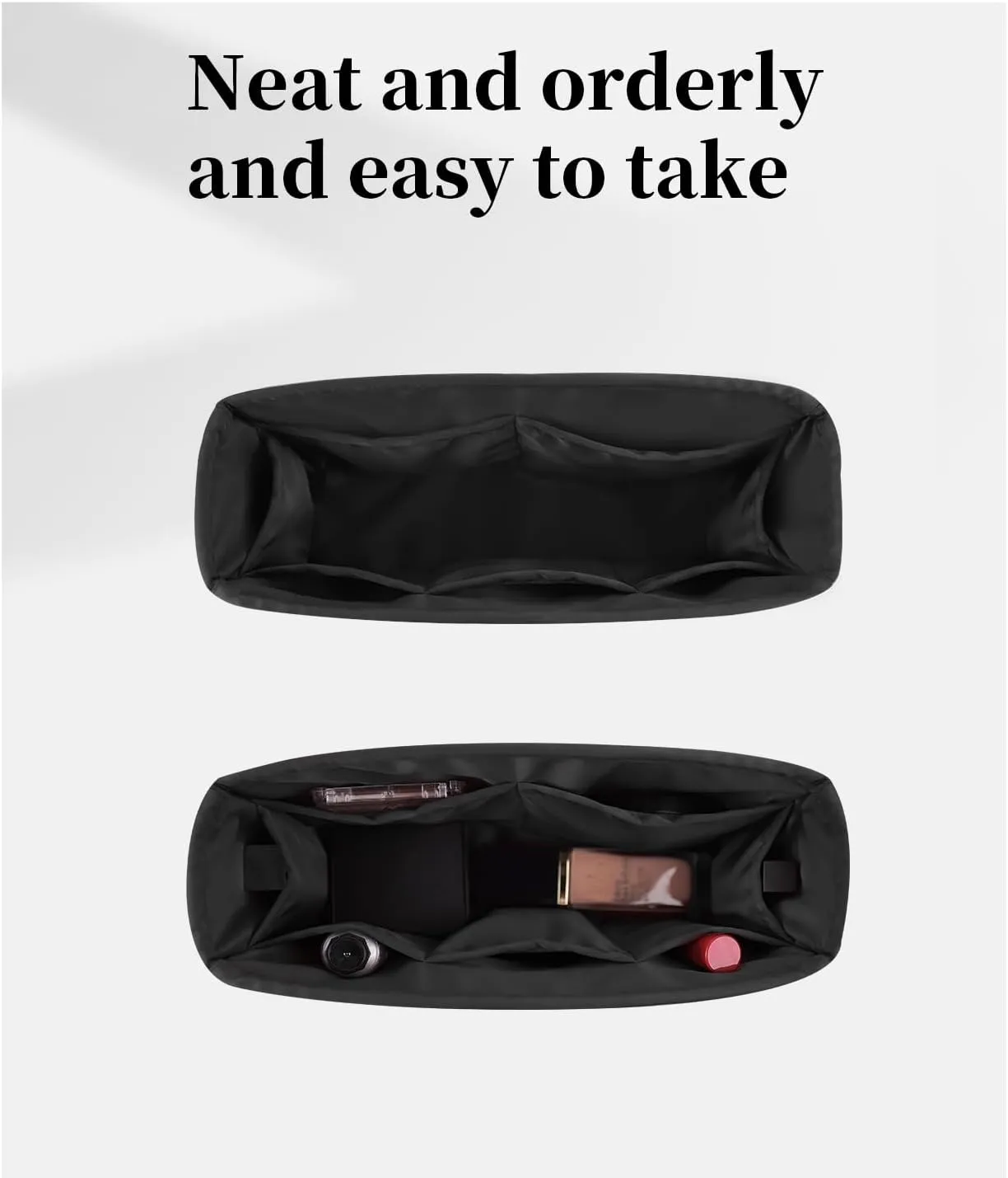 19 Flap26 Bag Organizer, Silky Organizer Insert Compatible with Chanel 19 Bag, Lightweight Inner Bag for Women Luxury Bags (Black, Flap26)