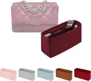 19 Flap26 Bag Organizer, Silky Organizer Insert Compatible with Chanel 19 Bag, Lightweight Inner Bag for Women Luxury Bags (Rouge Grenat, Flap26)