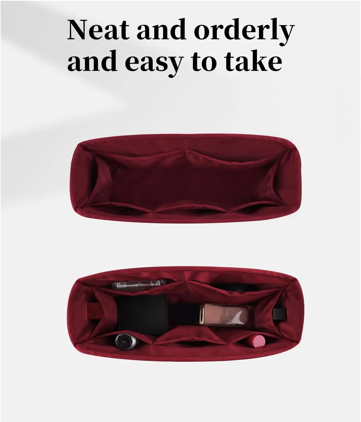 19 Flap26 Bag Organizer, Silky Organizer Insert Compatible with Chanel 19 Bag, Lightweight Inner Bag for Women Luxury Bags (Rouge Grenat, Flap26)