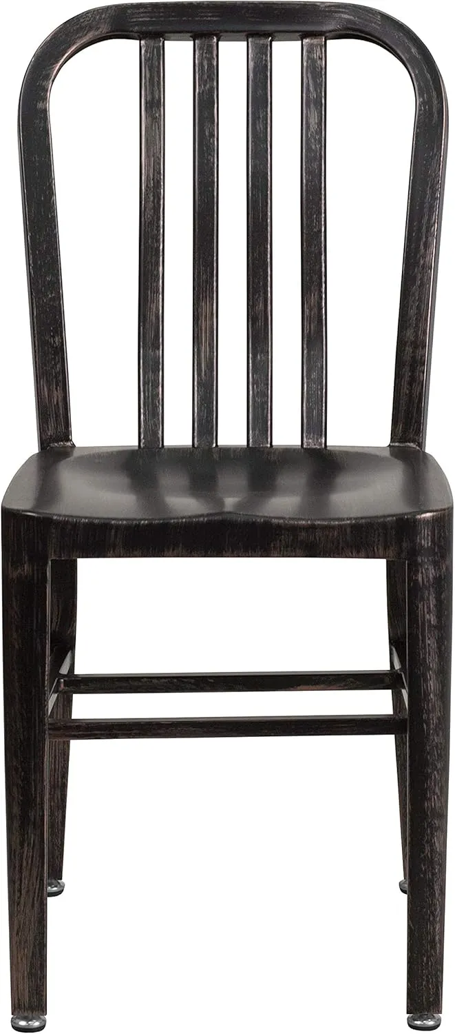 2 Pack Black-Gold Metal Indoor-Outdoor Chair - Kitchen Chair/Restaurant Seating
