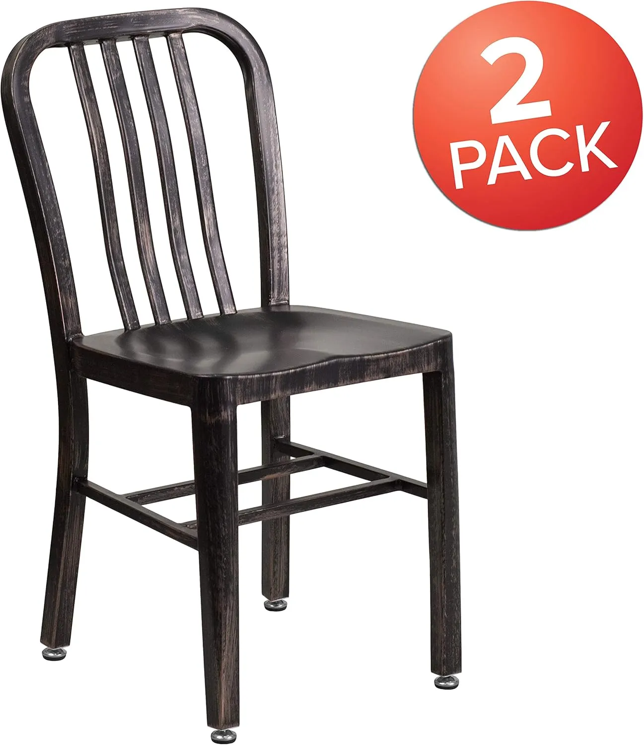 2 Pack Black-Gold Metal Indoor-Outdoor Chair - Kitchen Chair/Restaurant Seating