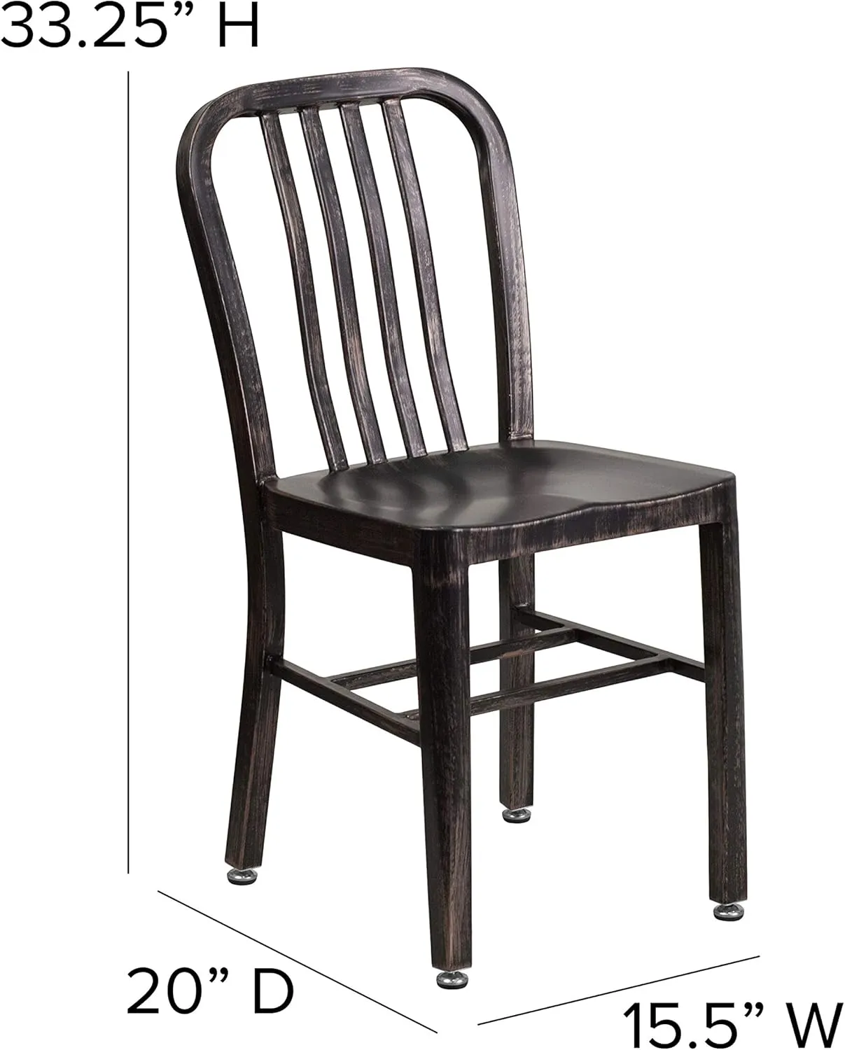2 Pack Black-Gold Metal Indoor-Outdoor Chair - Kitchen Chair/Restaurant Seating