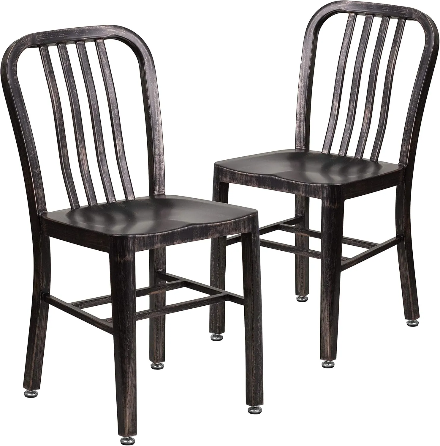 2 Pack Black-Gold Metal Indoor-Outdoor Chair - Kitchen Chair/Restaurant Seating