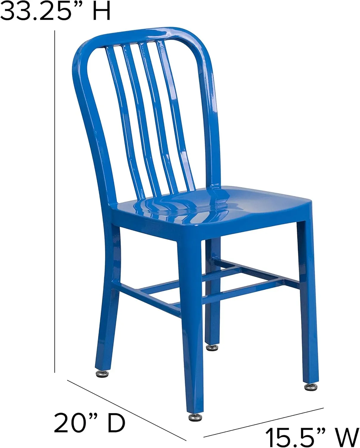 2 Pack Blue Metal Indoor-Outdoor Chair - Kitchen Chair - Restaurant Seating