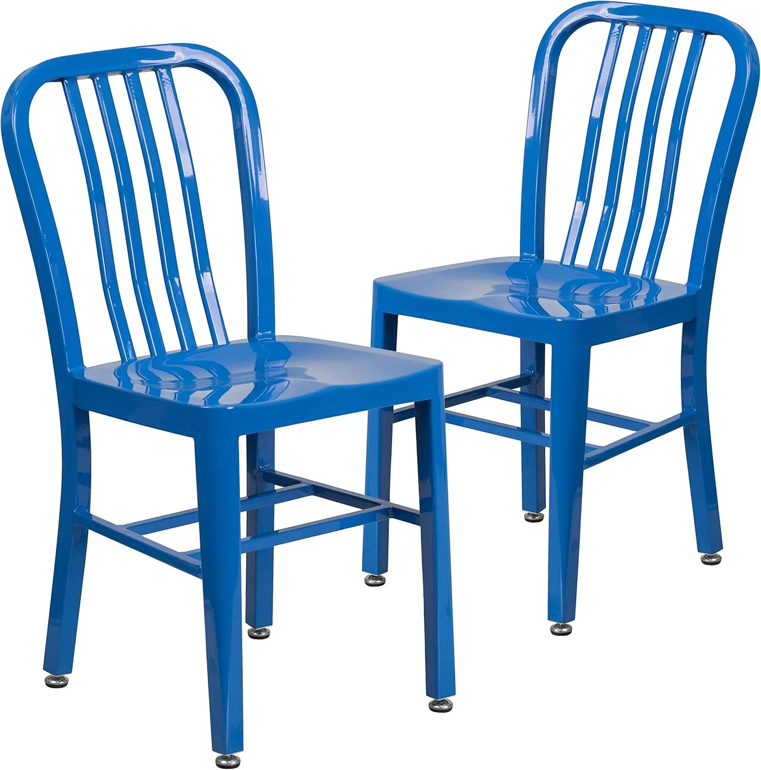 2 Pack Blue Metal Indoor-Outdoor Chair - Kitchen Chair - Restaurant Seating