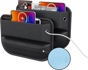 2 Pack Car Seat Gap Filler Leather Car Box Seat Organizer and Storages Automotive Accessories - Front Seats Car Adjustable Gap Filler for Phones, Glasses, Keys, Cards1