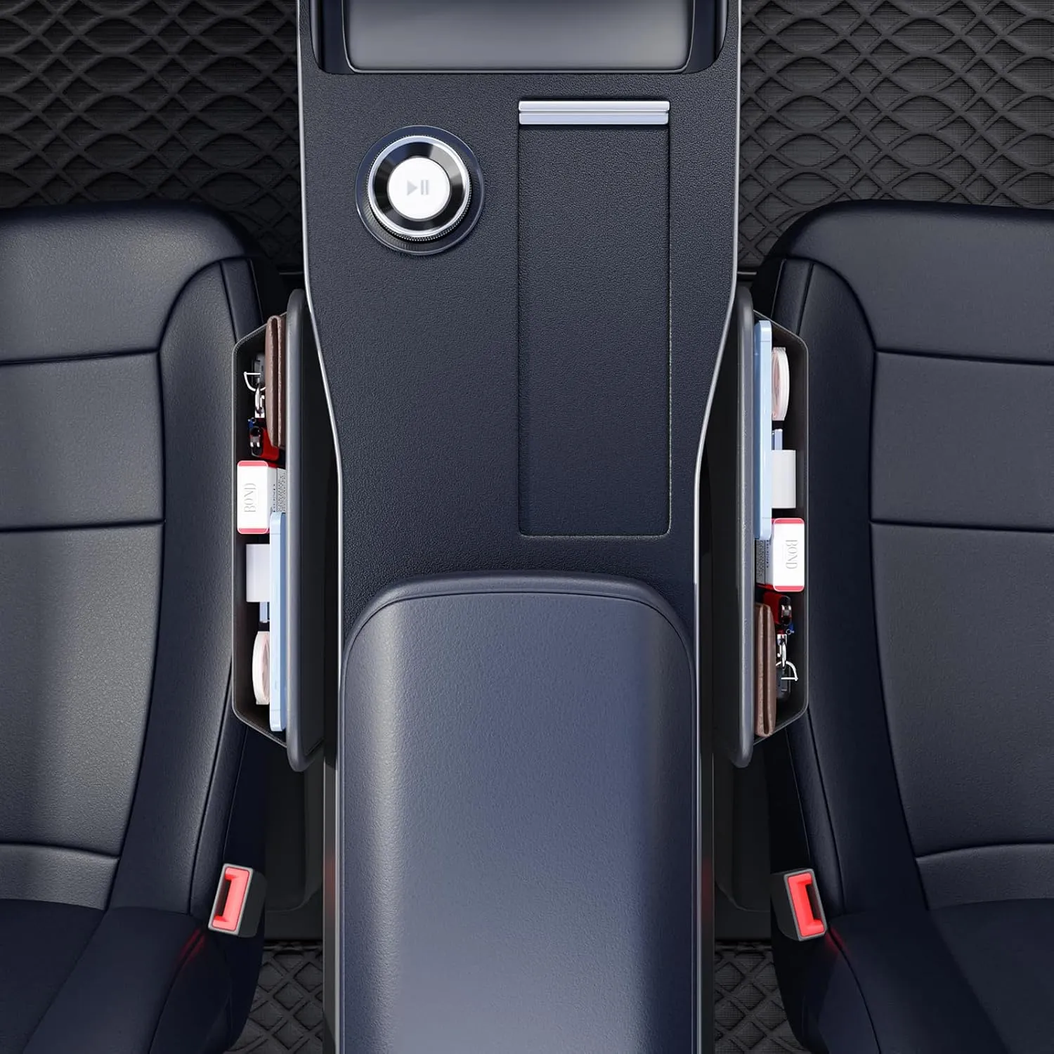 2 Pack Car Seat Gap Filler Leather Car Box Seat Organizer and Storages Automotive Accessories - Front Seats Car Adjustable Gap Filler for Phones, Glasses, Keys, Cards1