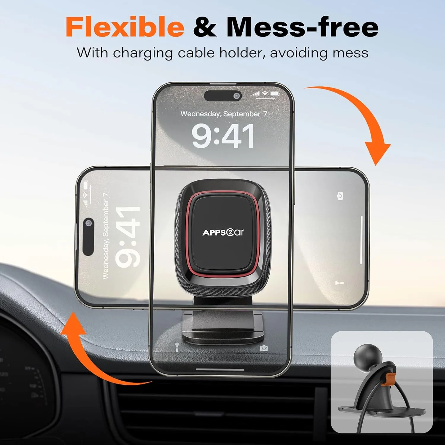 [2 Pack] Magnetic Phone Holder for Car, APPS2Car [Super Strong Magnet] Phone Mount for Car, Dashboard Magnetic Car Phone Holder Mount with Strong VHB Adhesive Mounting, Compatible with iPhone, Samsung