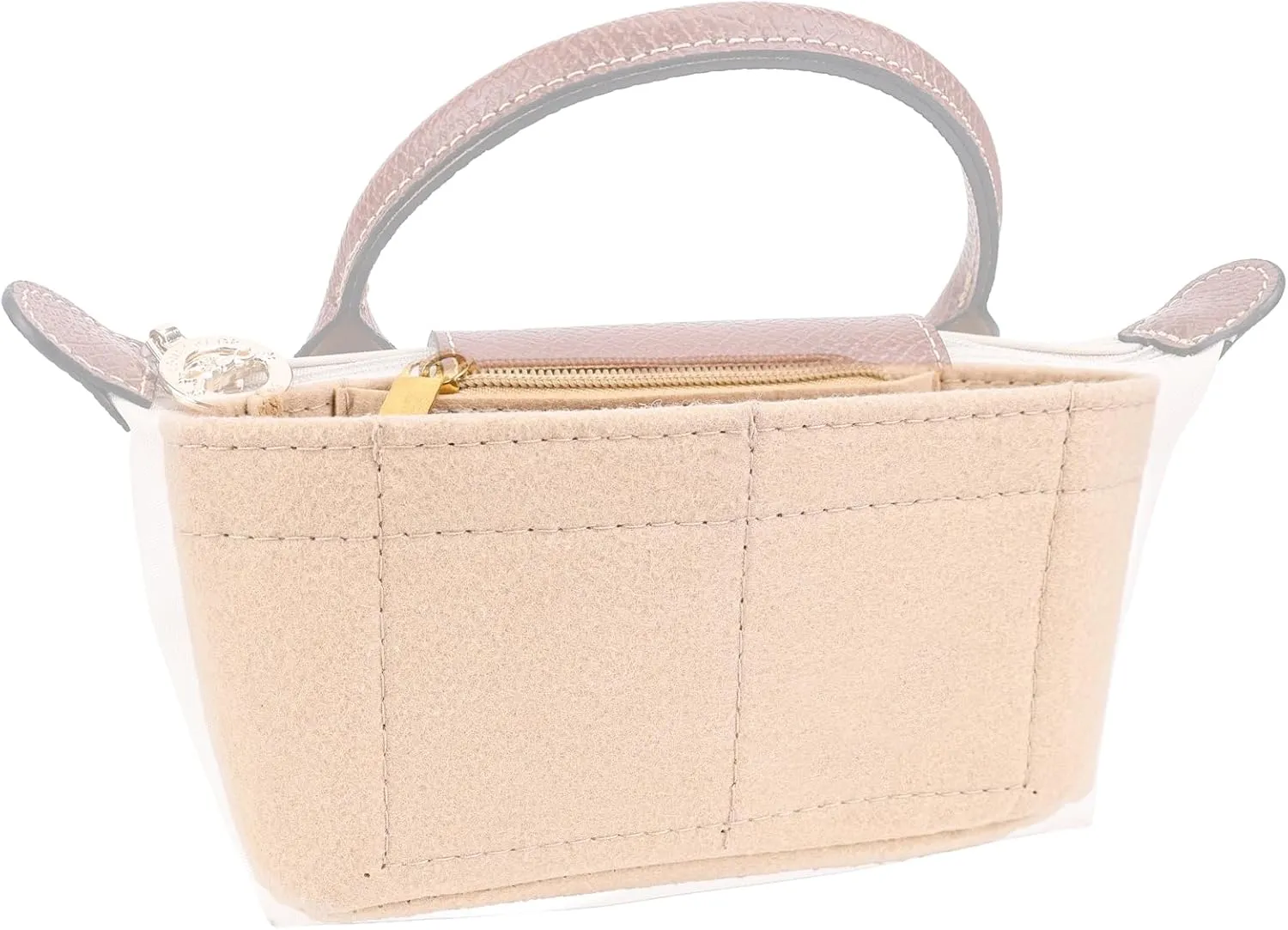 2-Pack Mini Bag Strap Kit Compatible with Longchamp, Organizer Compatible with Longchamp Bag, Punch-Free Adjustable Buckle Strap Design, Multi-Pocket Felt Handbag Organizer, (0.9CM)