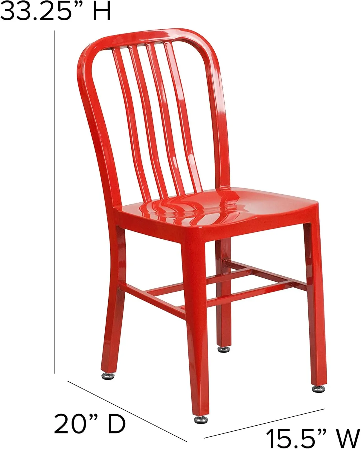 2 Pack Red Metal Indoor-Outdoor Chair - Kitchen Chair - Restaurant Seating