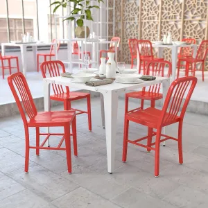 2 Pack Red Metal Indoor-Outdoor Chair - Kitchen Chair - Restaurant Seating