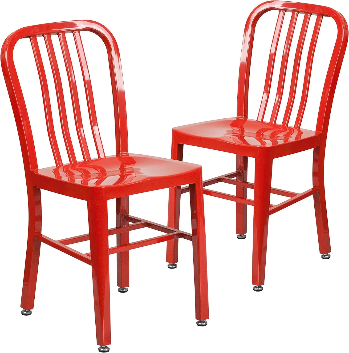 2 Pack Red Metal Indoor-Outdoor Chair - Kitchen Chair - Restaurant Seating