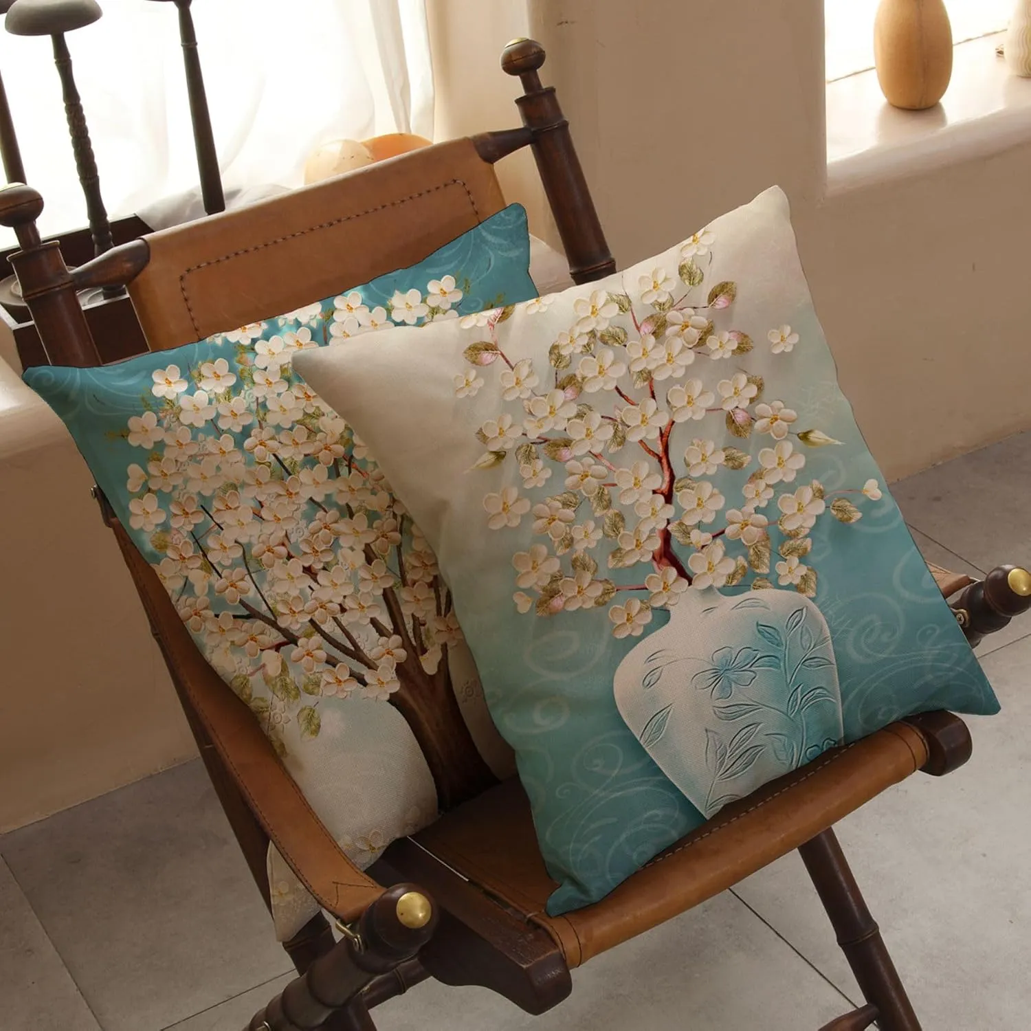 20 x 20 Blue Peacock Throw Pillow Covers, Peacock Pillows Cover 20 x 20, Throw Pillowcases Decorative Outdoor Velvet Square Cases with Hidden Zipper for Couch Sofa Patio Décor