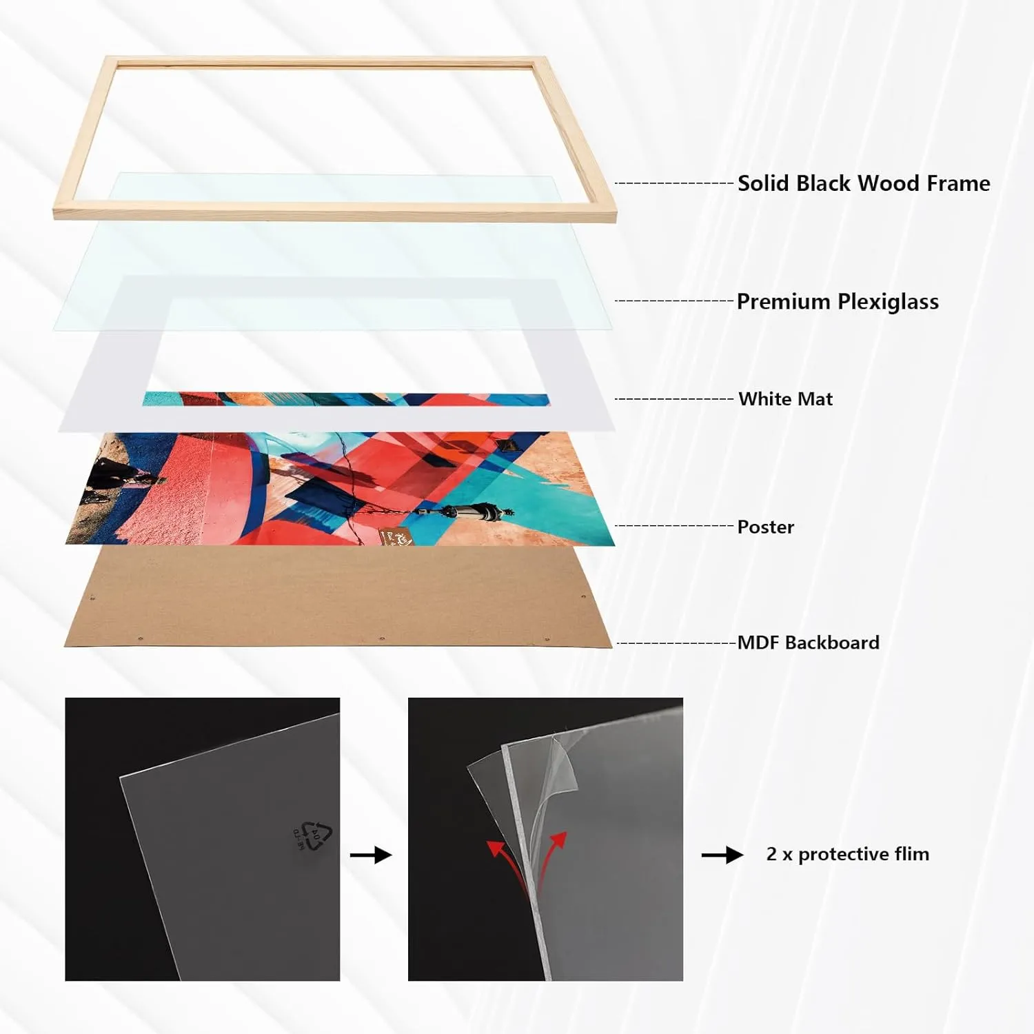 20x28 Poster Frame,Natural Soild Wood Picture Frames with Polished Plexiglass,Easy to Hang,Display Picture 20x28 without Mat or 16x24 with Mat for Wall Mounting Horizontally and Vertically (Natural