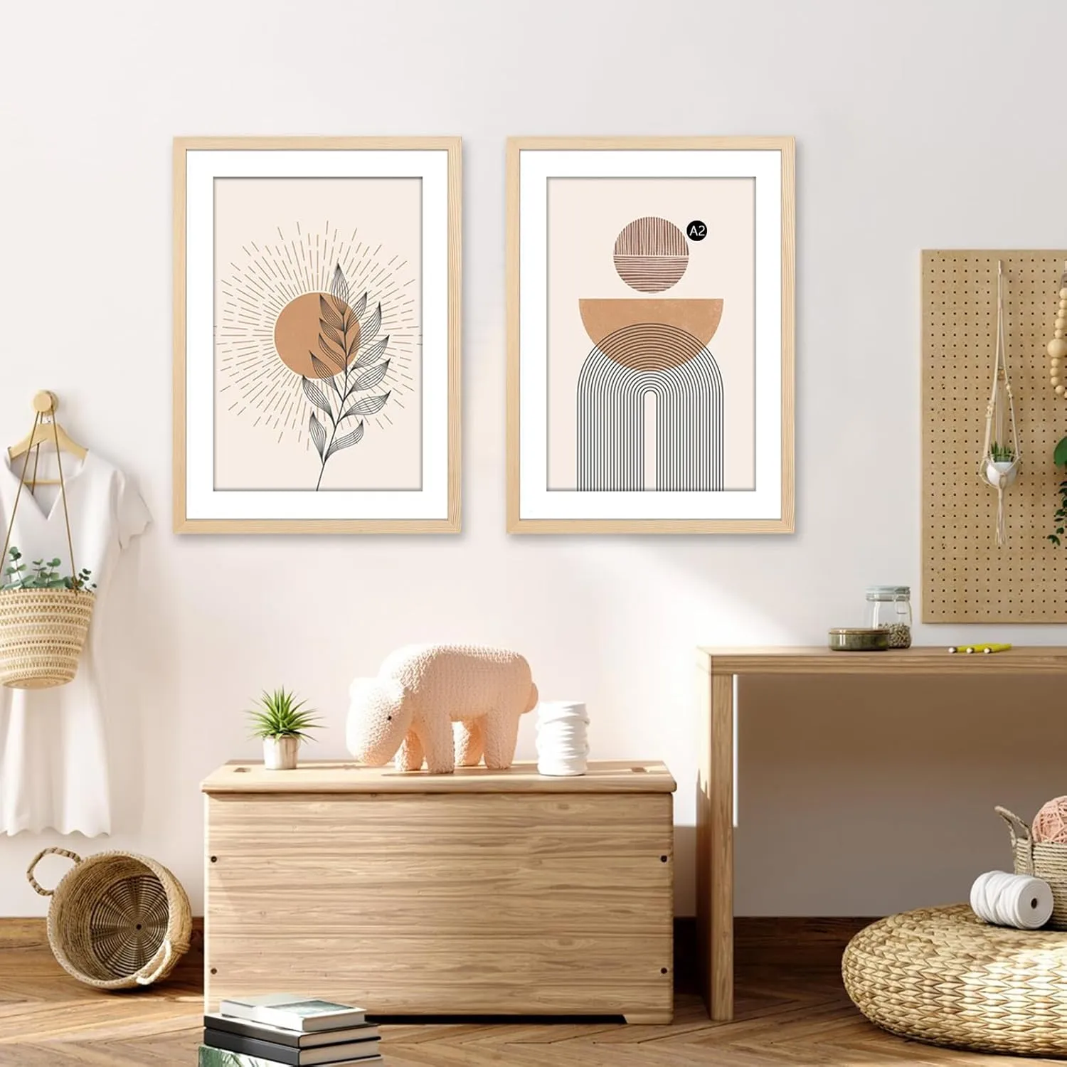 20x28 Poster Frame,Natural Soild Wood Picture Frames with Polished Plexiglass,Easy to Hang,Display Picture 20x28 without Mat or 16x24 with Mat for Wall Mounting Horizontally and Vertically (Natural