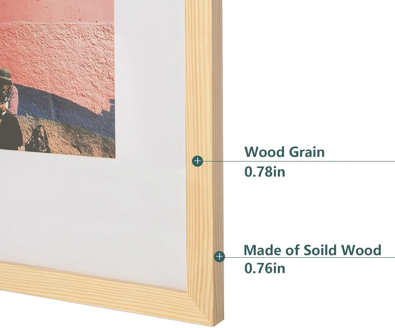 20x28 Poster Frame,Natural Soild Wood Picture Frames with Polished Plexiglass,Easy to Hang,Display Picture 20x28 without Mat or 16x24 with Mat for Wall Mounting Horizontally and Vertically (Natural
