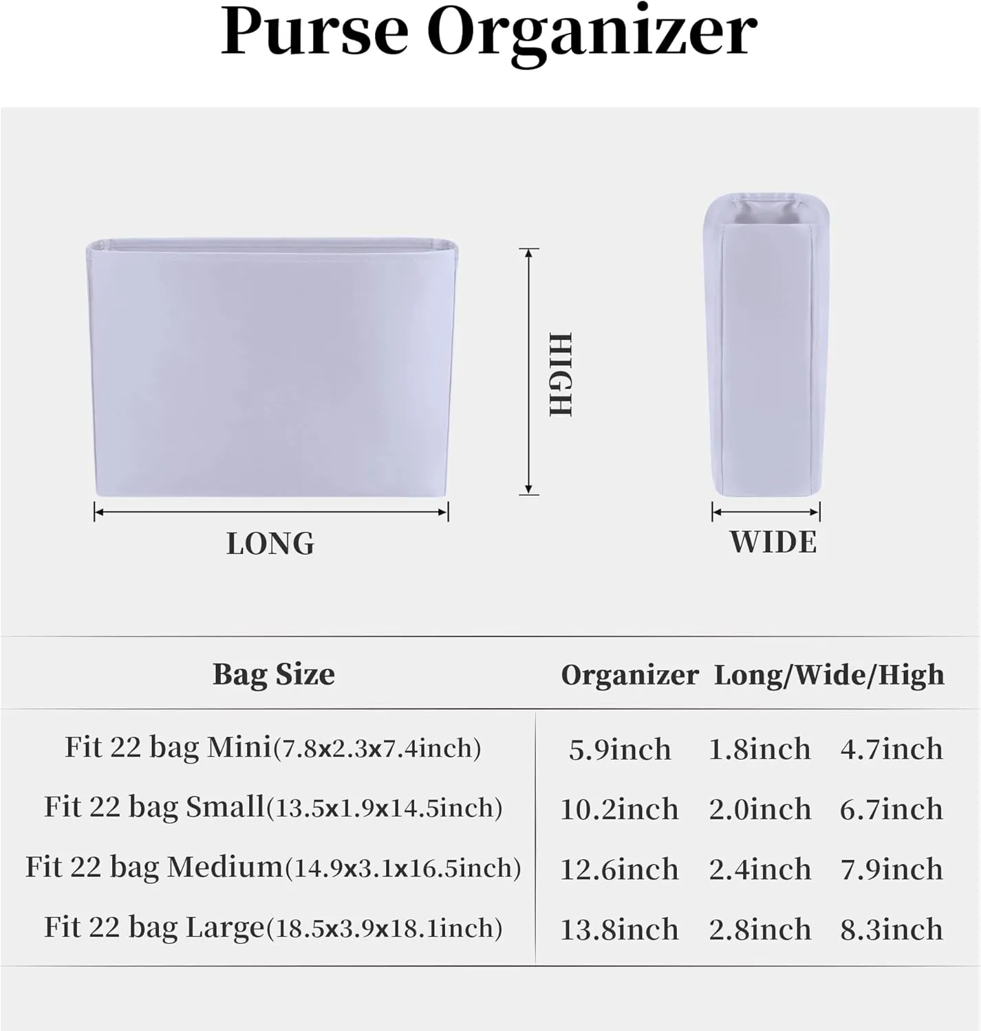 22 Bag Organizer for Purse Bags, Purse Storage Organizer for for 22 Bag Small, Silky Inner Bags with Practical Pockets (Lavender, Small)
