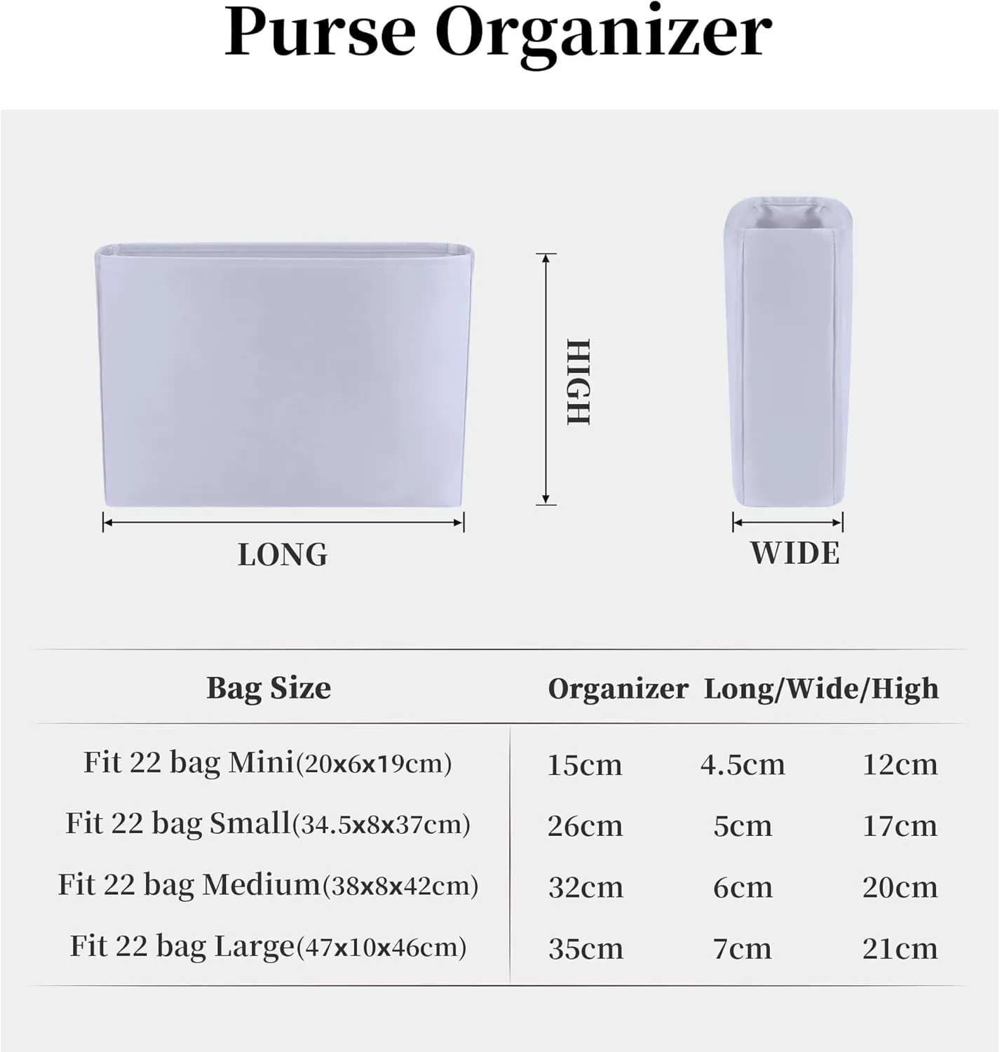 22 Bag Organizer for Purse Bags, Purse Storage Organizer for for 22 Bag Small, Silky Inner Bags with Practical Pockets (Lavender, Small)