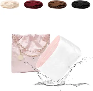 22 Bag Organizer Insert, Lightweight Bag Insert Compatible with Chanel 22, Waterproof Surface and Silky Satin Lining (Pink, Small)