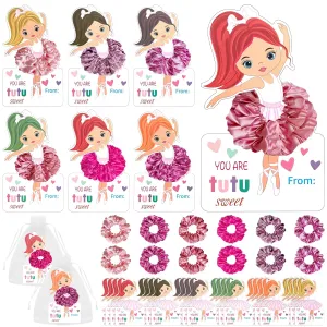 24 Pack Ballerina Dance Party Favors Ballerina Hair Scrunchies Set Include 24 Red Soft Elastic Hair Ties 24 Cards 24 Bags Ballerina Hair Accessories for Ballerina Party Favors Dancer Recital Gift