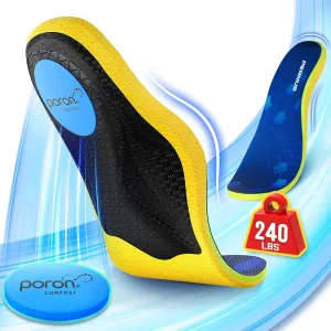 240 lbs Plantar Fasciitis Relief Insoles Men, Comfort PORON Shoe Inserts for Women, Heavy Duty High Arch Support Inserts for Pain Relief Absorb Shock (Blue, XL (Men 11-13.5)-310mm)