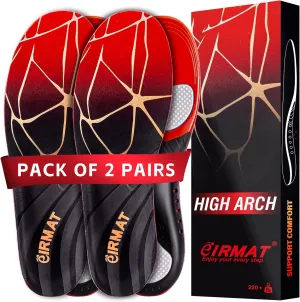 2Pairs Plantar Fasciitis High Arch Support Insoles for Men Women, Arch Support Inserts for Men, Work Boot Shoe Inserts for Women-Orthotic Insert for Flat Feet, Absorb Shock, 220  lbs