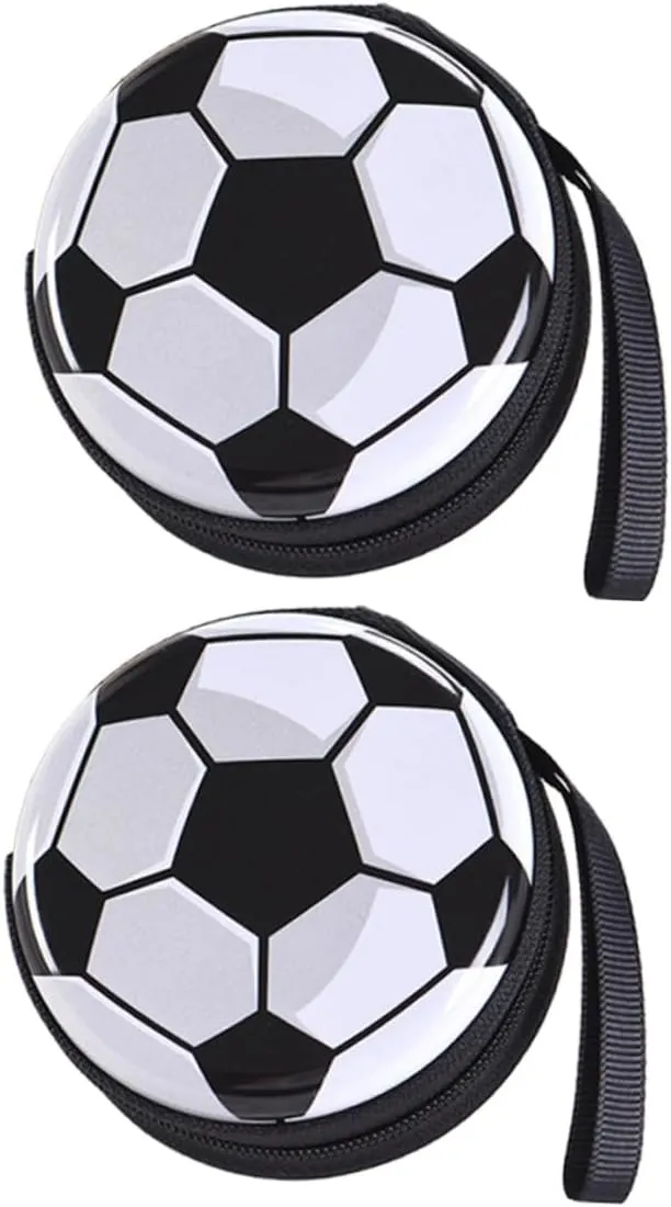 2pcs Football Coin Purse Change Purse Wallets Tinplate Soccer Shape Coin Pouch Money Change Purses Sports Tinplate Bags for Soccer Lover