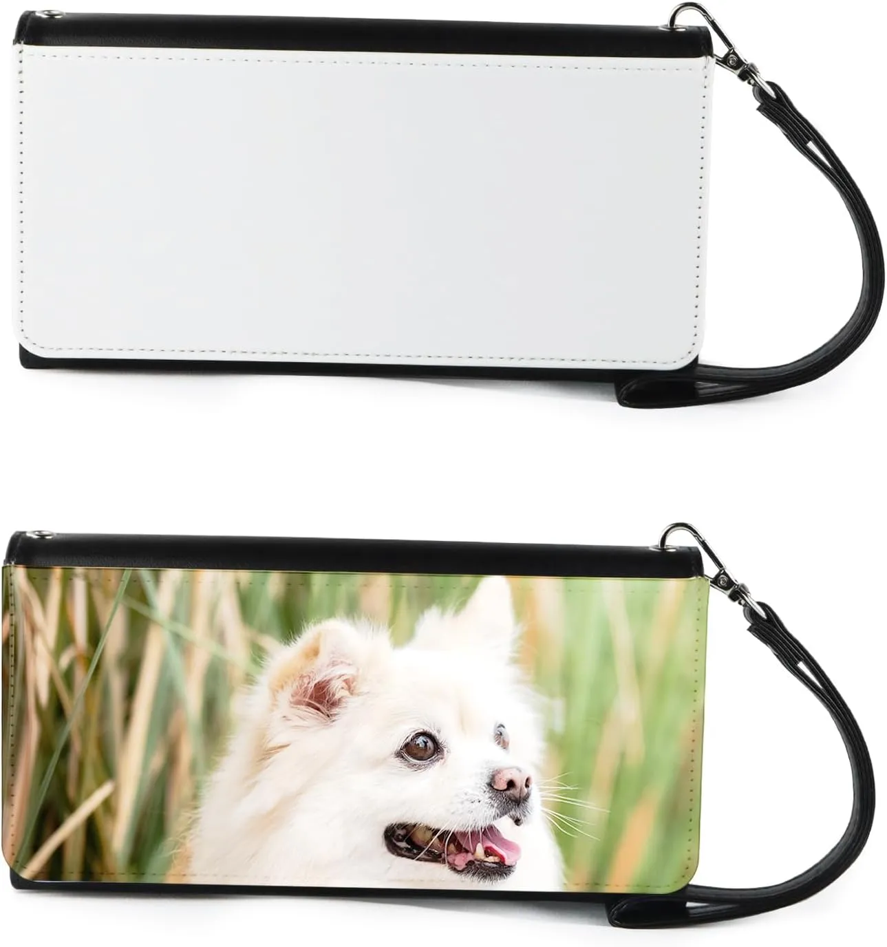 2pcs Sublimation Heat Transfer Wallet Blank, Fashion Ladies Leather Wallets, Large Capacity Secure Buckle Leather Clutch Wallet, DIY Craft Long Purse for Women Girl Gift (2pcs)