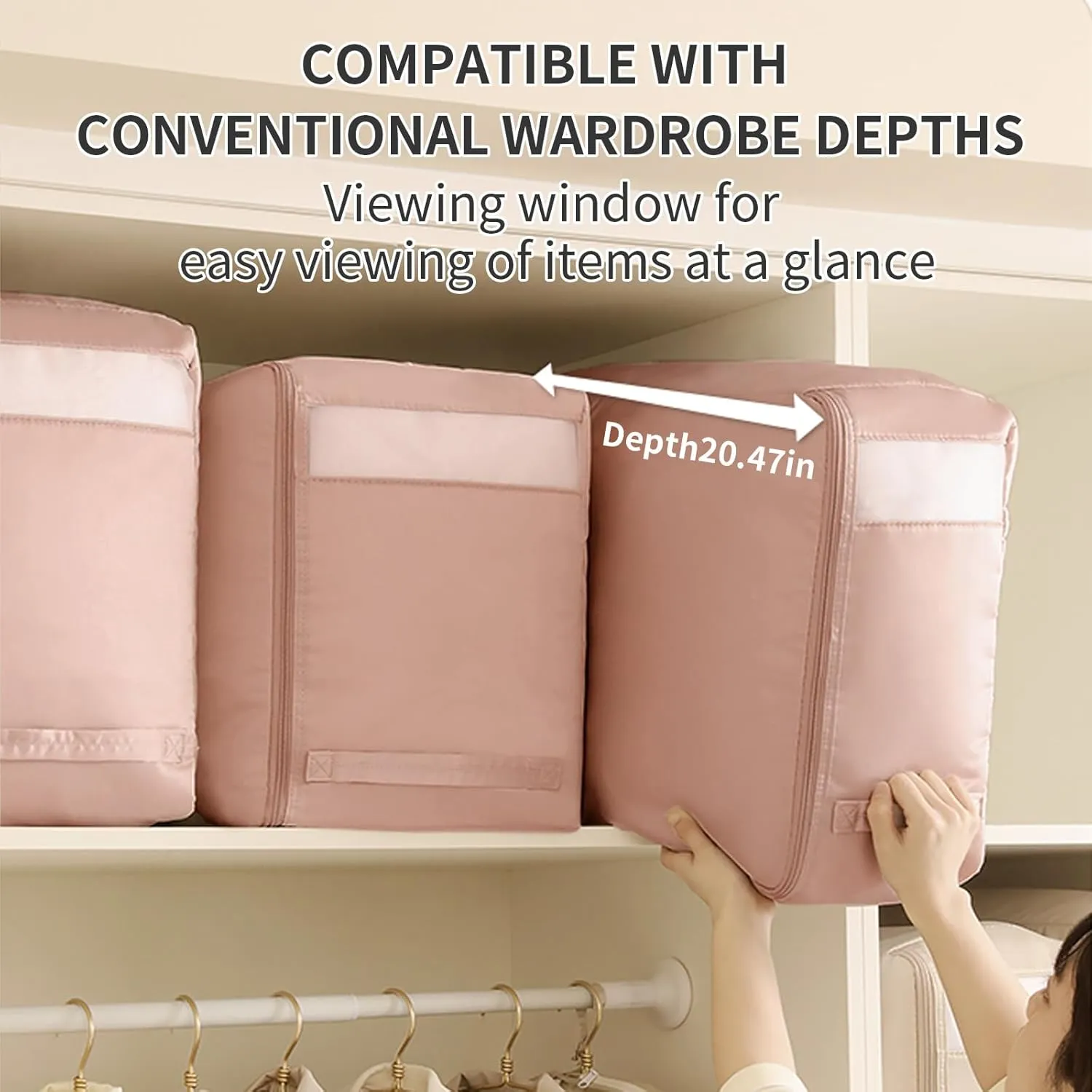 2pcs Ultra Space Saving Self Compression Organizer,compression storage bags for bedding, compression bags for storage, Moving Organizer Bags With visual window(Pink,54 * 42 * 50cm)