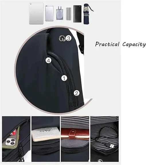 2PCS Waterproof Shoulder Bag, Lightweight Waterproof Nylon Anti Theft Sling Crossbody Bag (01,M)